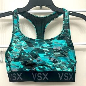 Victoria’s Secret sports bra, medium support, multi color blue, size large